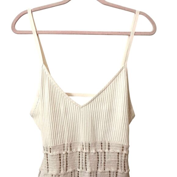 ZARA Knit Combo Crochet Midi Dress Ecru NWT Medium - Picture 2 of 6